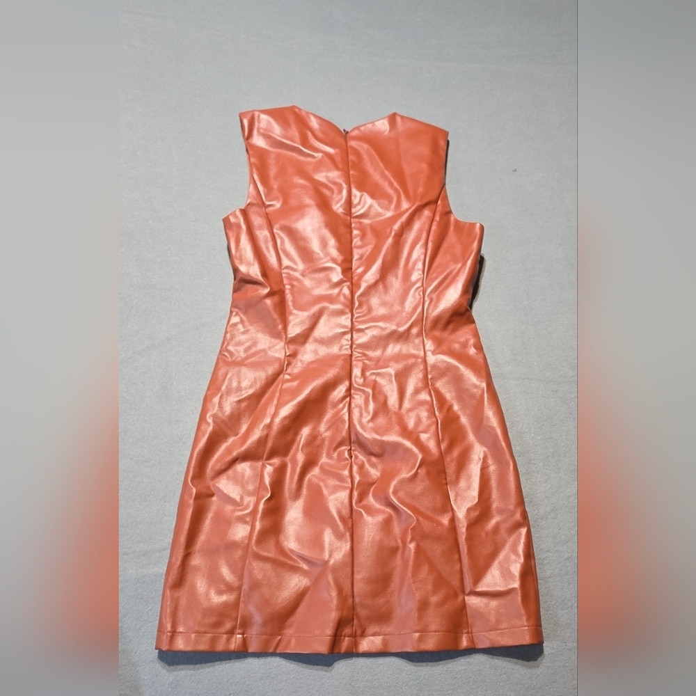 She + Sky Brown Pleather Dress Size Small PTP 18 - Length 32 Excellent Condition - Picture 3 of 5